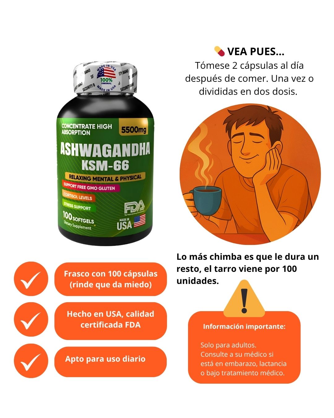 Ashwagandha KSM-66 | Suplemento natural para el estrés, ansiedad y mejor descanso